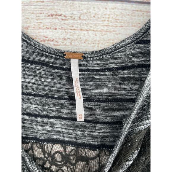 Free People Lace Striped High Slits Tank Maxi Dress Women's Size XS Gray/Black - Picture 7 of 10